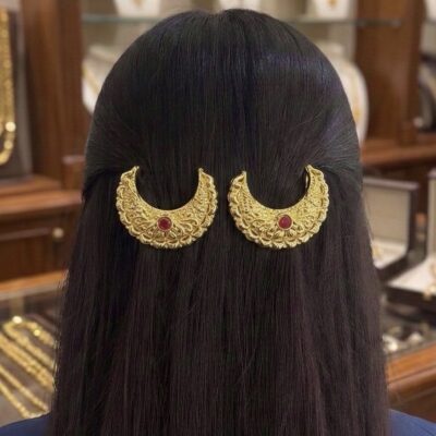 Real Gold Look Ruby Moon Hair Pins