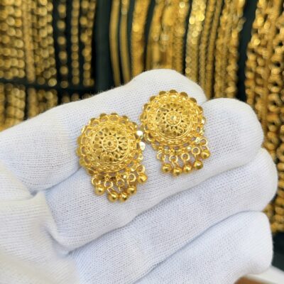 Real Gold Look Mini Earings Round