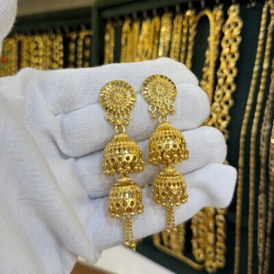 Real Gold Look Double Layered Jhumka