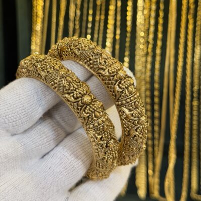 Antique Gold Look Brass Pipe Grain Bangles