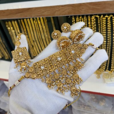 Antique Gold Look Jhaalar set with Jhumka tikka