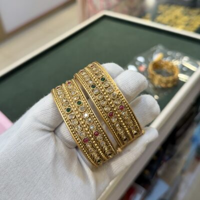 Antique Polki Sequence Kadey Ruby Panna